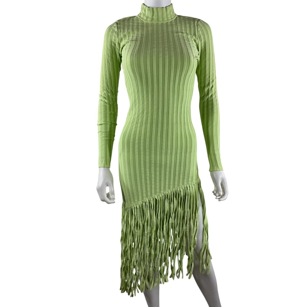 Ronny Kobo Fringed Light Green Adkins Dress Size S